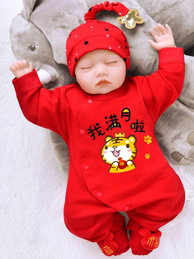 Tiger Full Moon Baby Clothes Spring And Autumn Newborn Suit Hundred Day Princess Boy Girl Newborn Baby Clothes Summer Thin