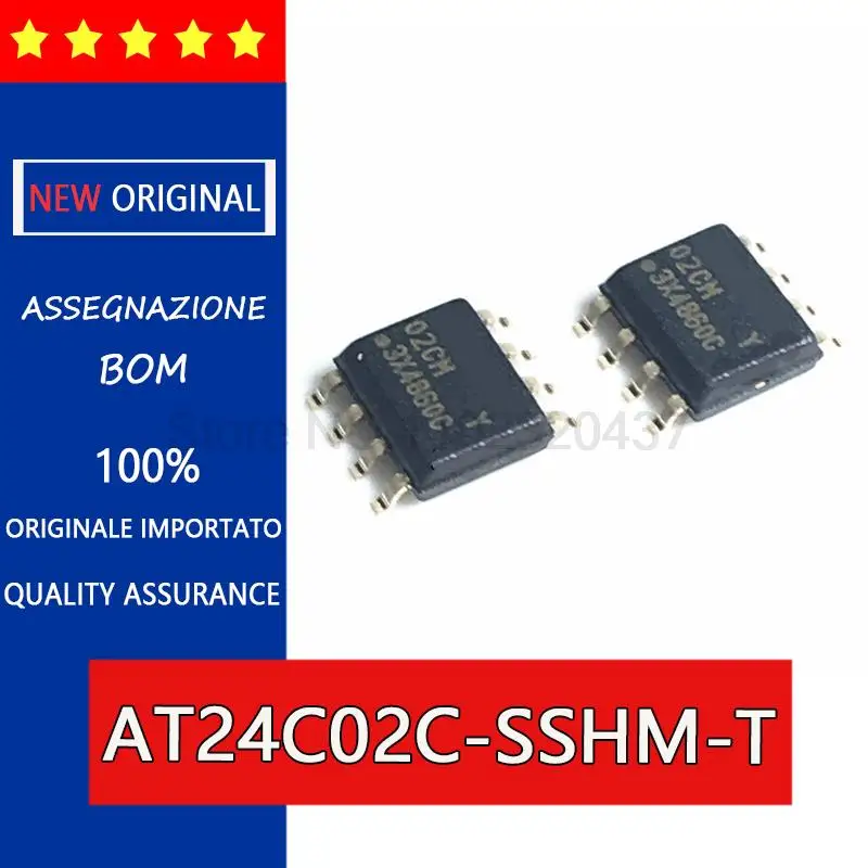 Оригинал, 5 шт., AT24C02 Φ 02 см EEPROM 2KB SOP8 IC чип памяти,
