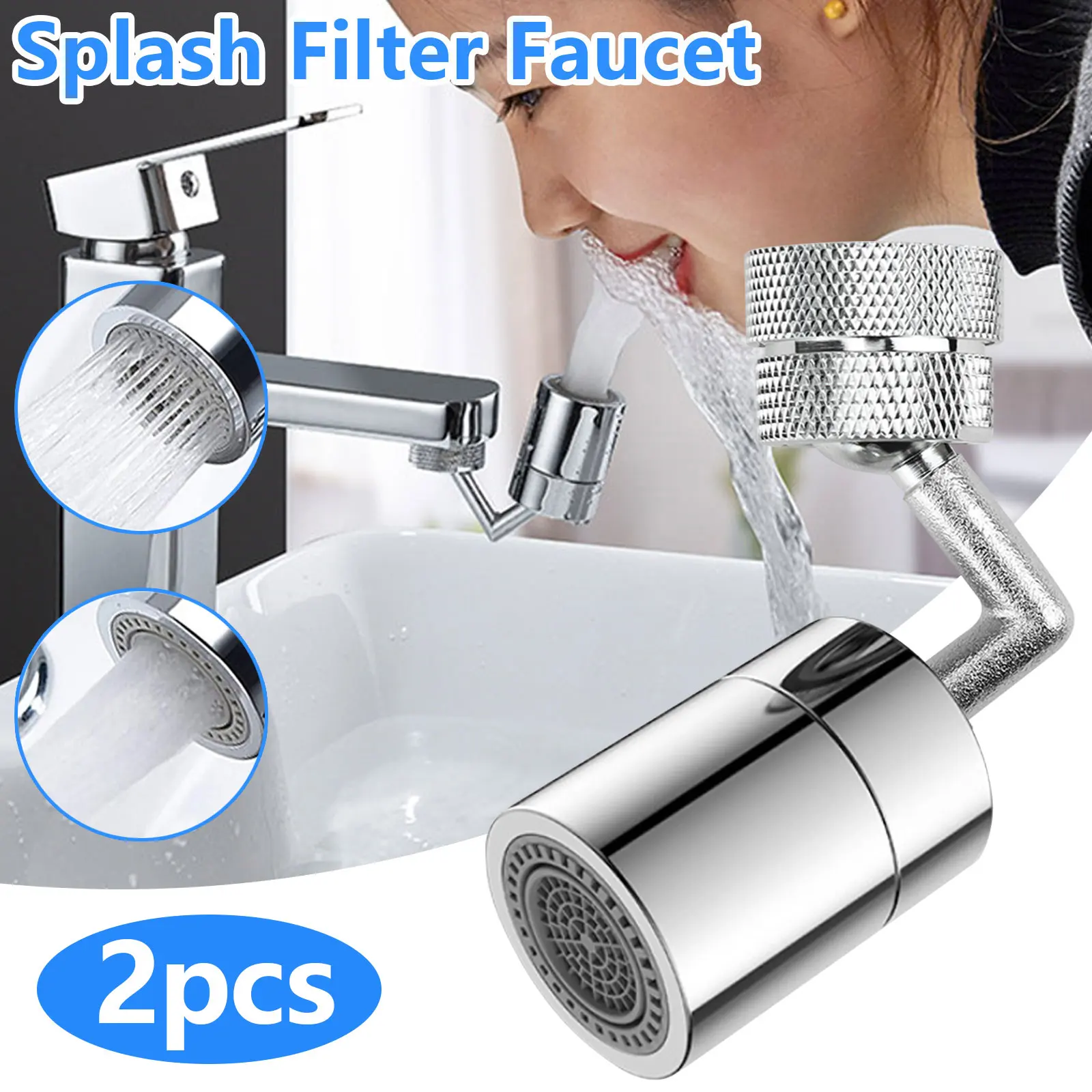 

Universal Rotation Faucet Head Dual Mode Splash Filter Tap Spray Foamer Aerator Nozzle with Textured Nuts Behogar faucet