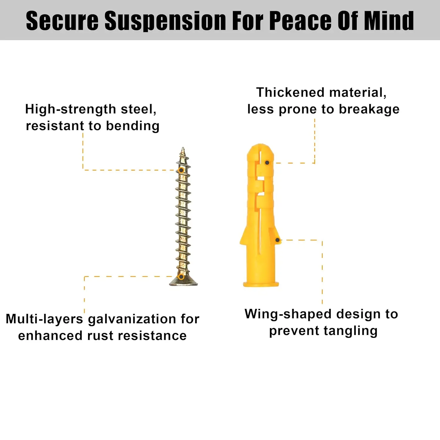 Ассортимент анкеров и винтов для гипсокартона KURUI 270 шт. 135 пластиковых настенных