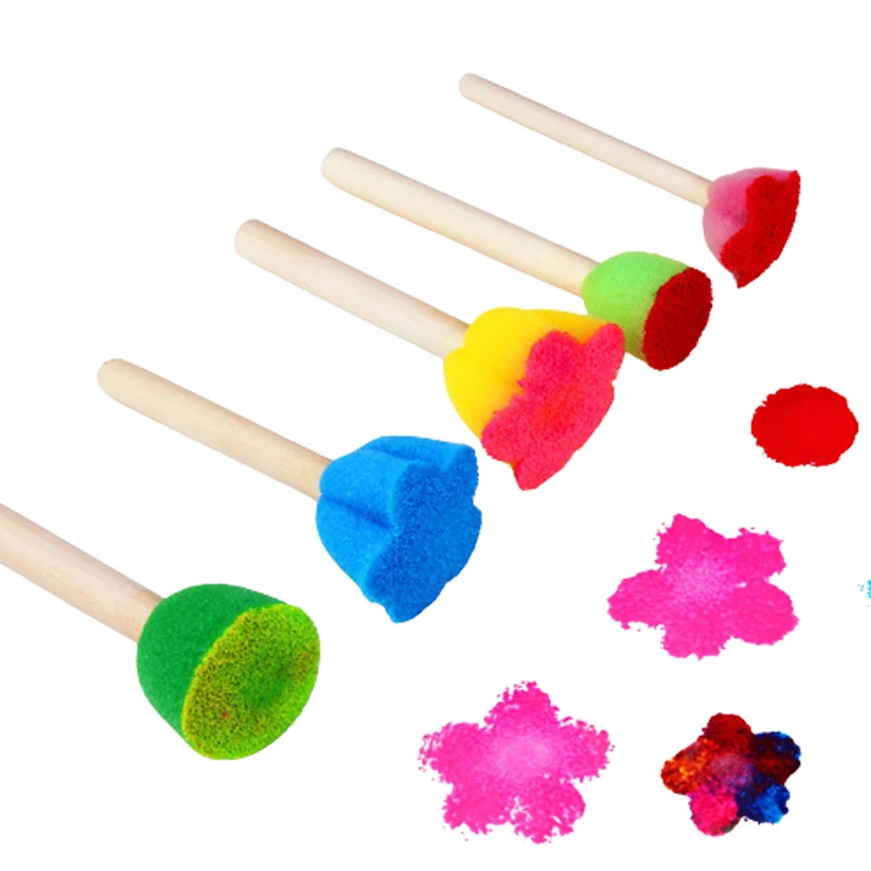

Kids Toddler Sponge Stamp Brush Kits Flower Drawing Toys for Children Paint Educational Art and Craft Creativity Boys Girls