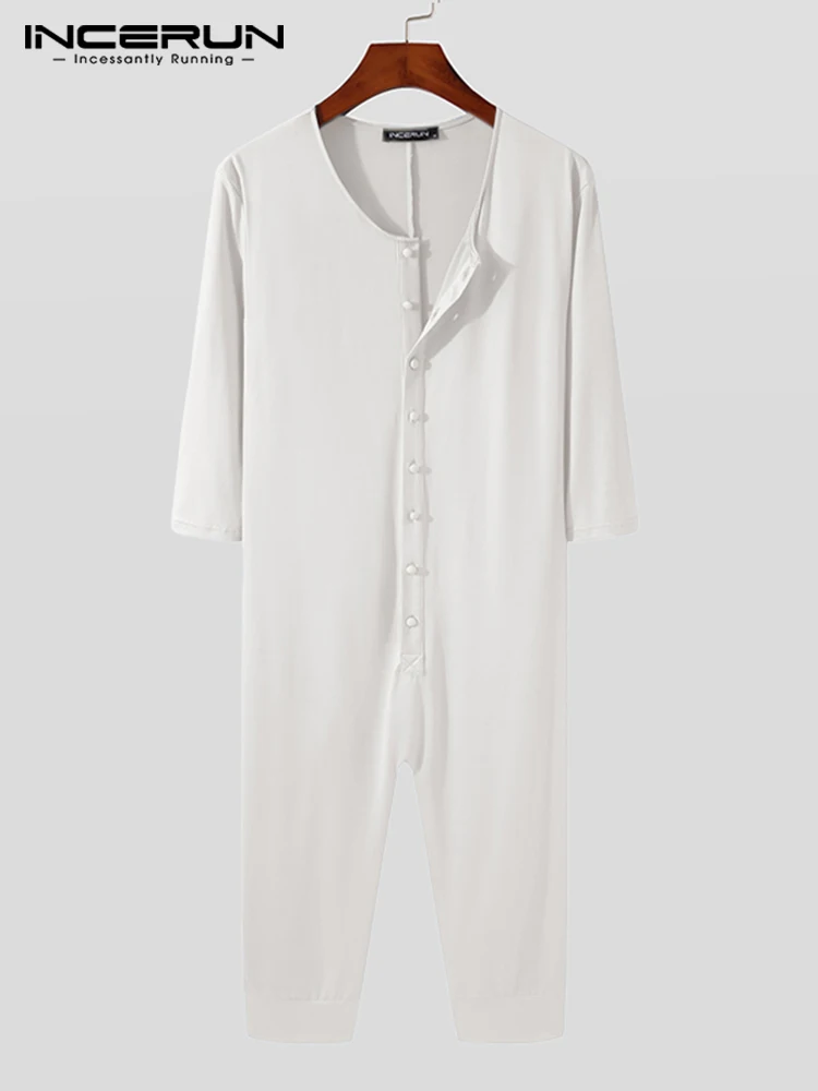 INCERUN 2022 Sexy Fashion Style Men Onesies Leisure Solid Comfortable Rompers Stylish Male Short Sleeves Skinny Jumpsuits S-5XL