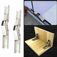 2pcs furniture cabinet door flap self supporting 90 degrees folding hinges wardrobe bracket hidden hinge table holder