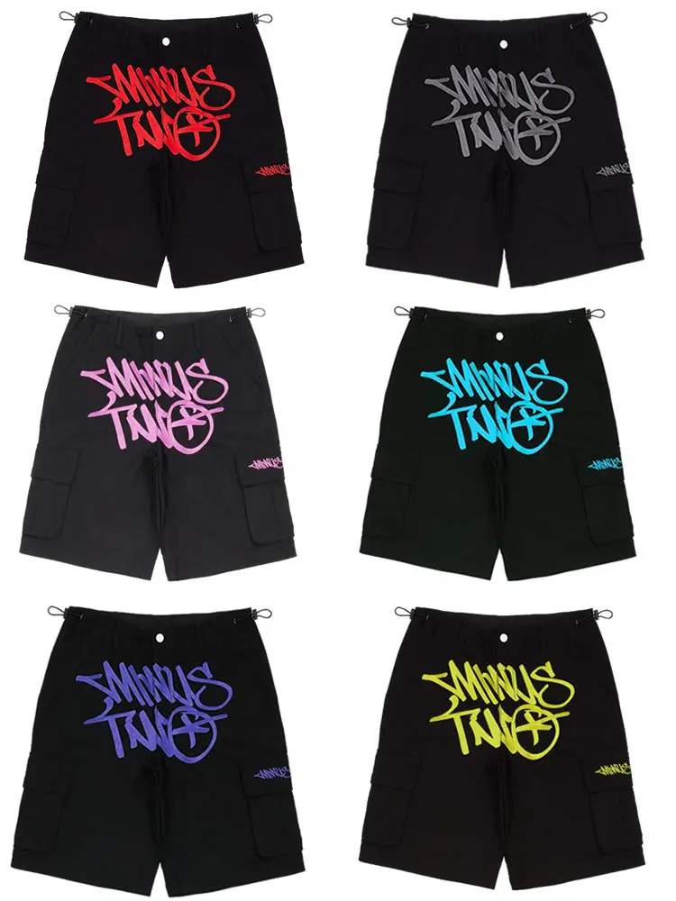 

Летняя мужская уличная одежда Y2K, повседневные широкие мешковатые брюки с высокой талией, карго-карго оверсайз, короткие брюки для спортзал...