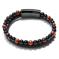 charmsmic natural volcano stone bead bracelets sets for women mens strand magnetic clasp hand braided jewelry gifts