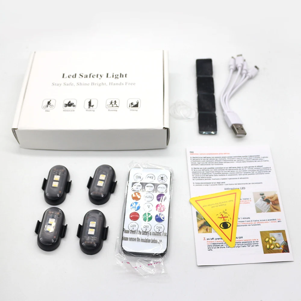 

4 шт. Автомобильный светодиодный светильник, Многофункциональный автомобильный светодиодный сигнальный светильник, Перезаряжаемый беспроводной автомобильный светильник с дистанционным управлением, декоративный светильник