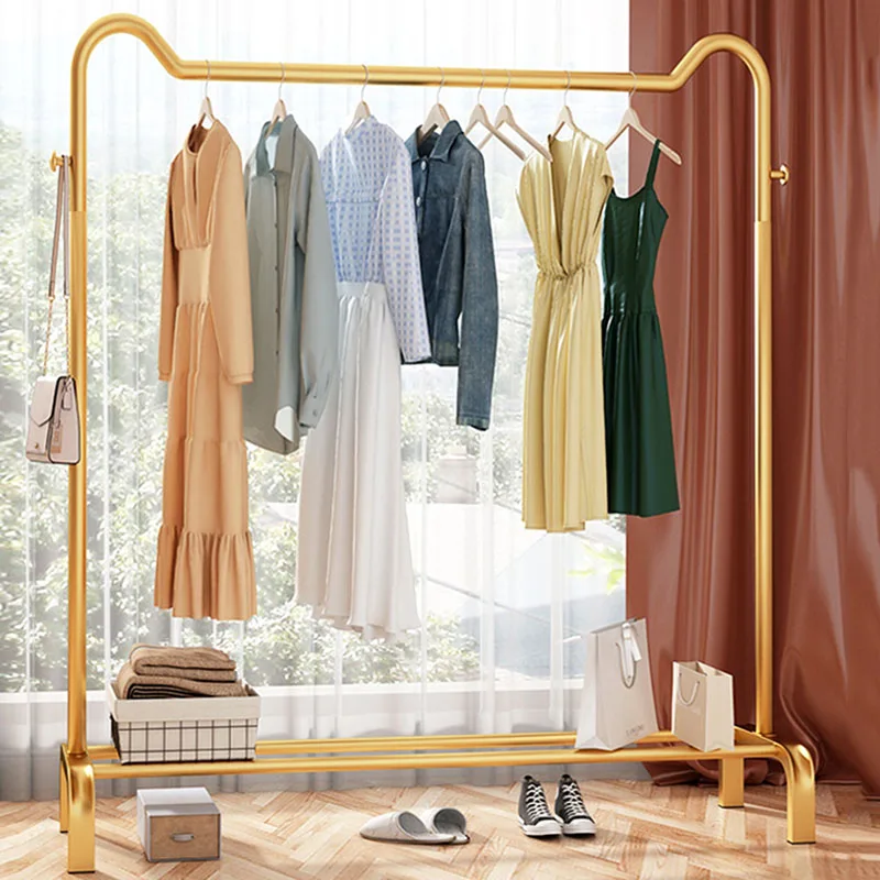 

Clothes Drying Coat Rack Stand Metal Floor Nordic Clothes Hangers Golden Living Room Storage Burro Ropa Bedroom Furniture