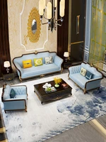 cj american light luxury leather sofa combination large family villa living room european solid wood sofa head leather armchair