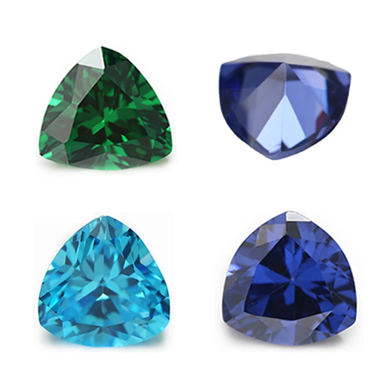 

3x3-10x10mm 5A Trillion Cut Cubic Zirconia Stone Loose CZ Stones Sea Blue Green Tanzanite Color Synthetic Gems Beads For Jewelry