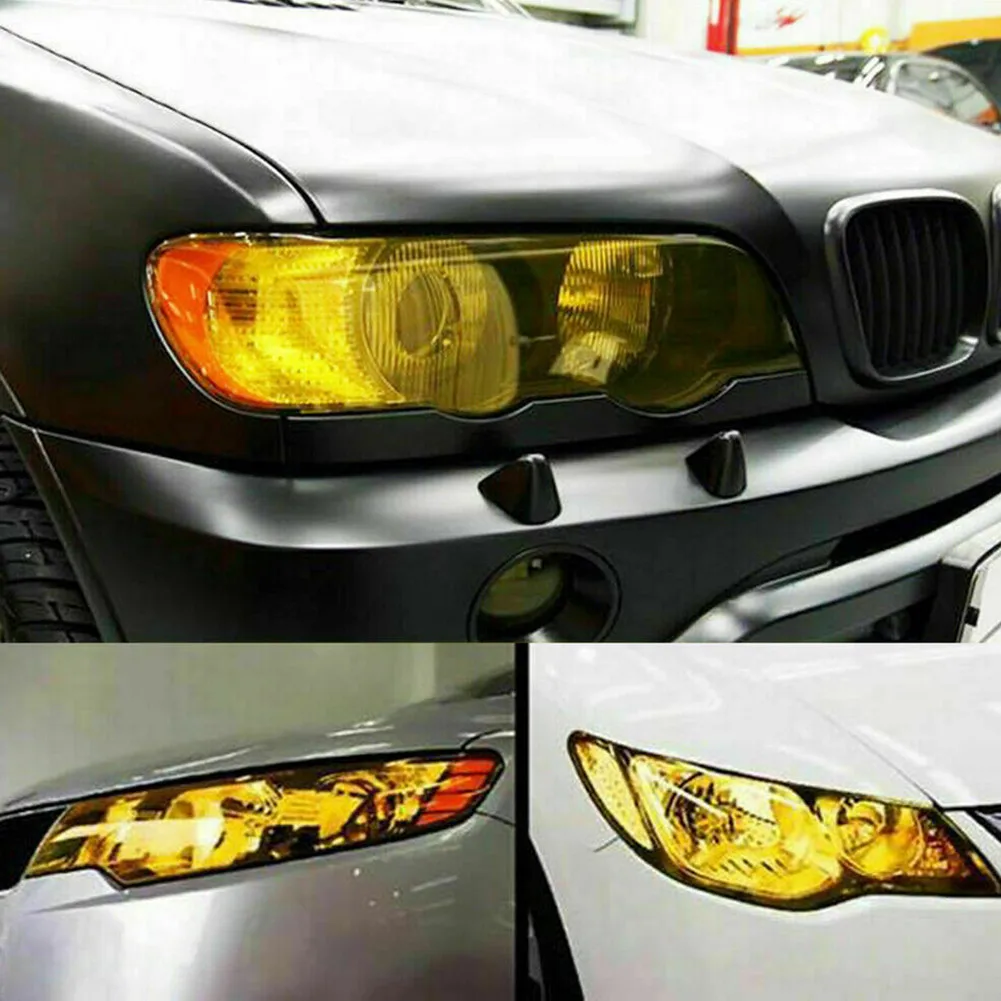 

Yellow Sporty Racing Vinyl Film Trim Wrap For Headlight DRL Fog Light Tail Lights Side Marker Lights Bumpers Hood Windshield