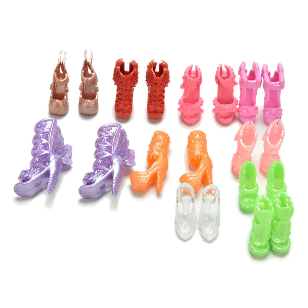 

10 Pairs/set Fashion Heels Sandals Doll Shoes Lots Of Designs For Dolls Xmas Gift For Girl Toy