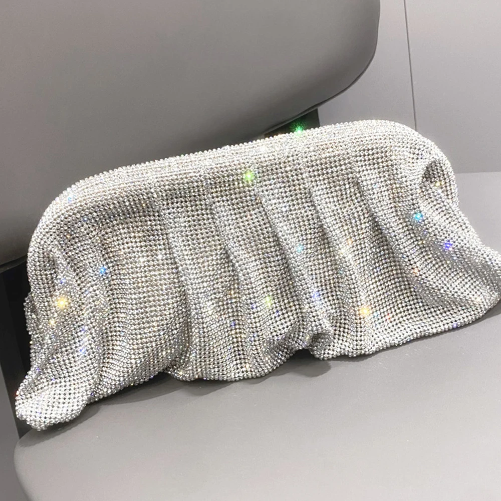 

Purses For Women Luxury Designer Handbag High Quality Rhinestones Full Dinner Party Chain Clip Shell Bag Shoulder Crossbody Bag