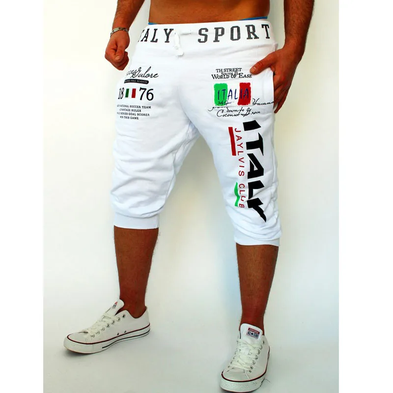 HOT 2023 Outdoor Summer Wear Shorts Elastic Italy\'s Digital Printing Design GYM Sport Jogging Capri Pants Male Running Trousers
