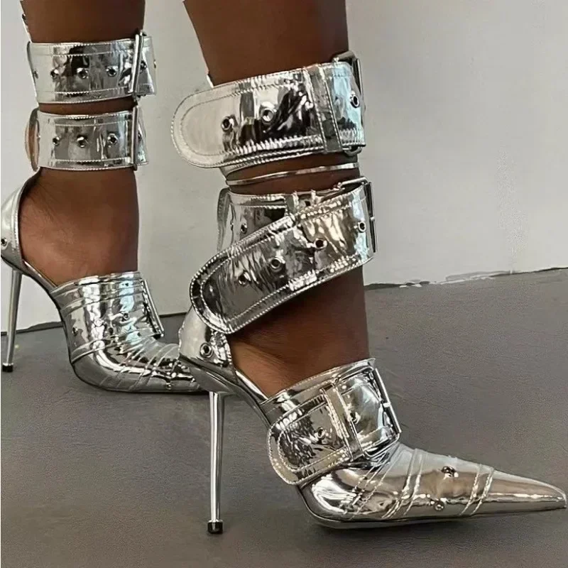2023 European And American Fashion Show Shaped Heel Denim Women's Single Shoe Sexy Thin High Short Boots