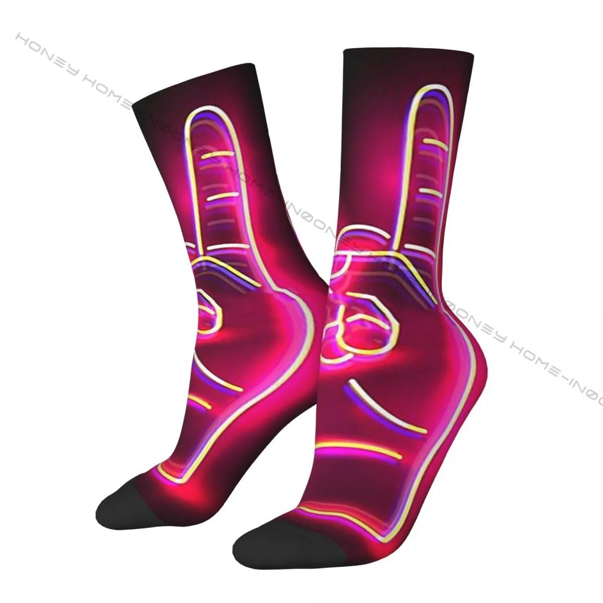 

Vintage Rock N Roll Neon Sign Crazy Men's Socks Rock Music Unisex Harajuku Pattern Printed Funny Happy Crew Sock Boys Gift