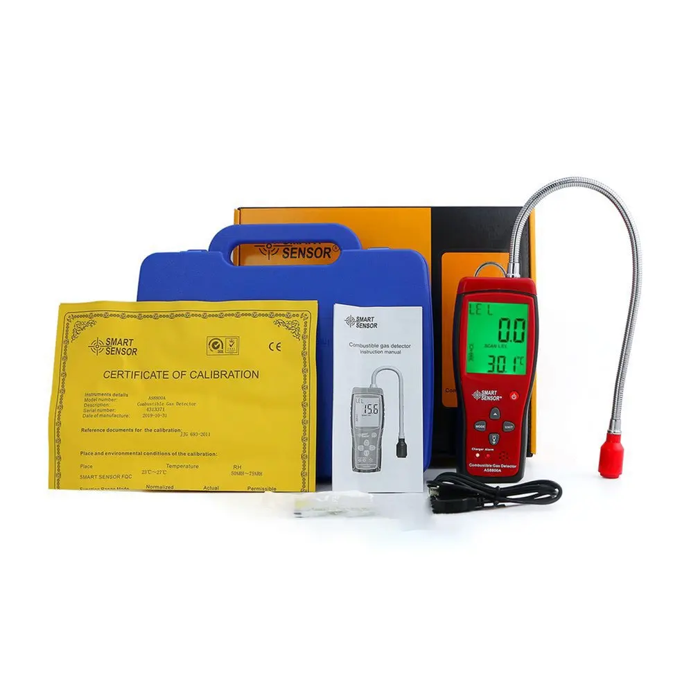 

Combustible Natural Gas Detector Portable Gas Leak Location Determine Analyzer Tester Sound Light Alarm AS8800A