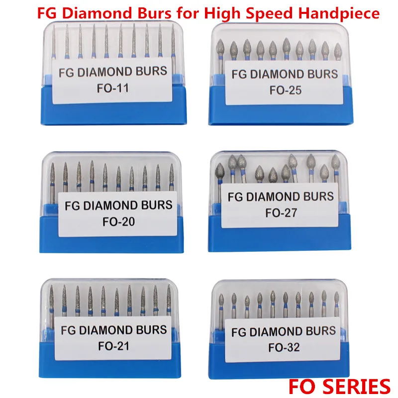 

10Pcs/Pack Dental Diamond FG High Speed Burs Drills FO SERIES For Polishing Smoothing Teeth Polishers Dia.1.6mm Dentist Tools