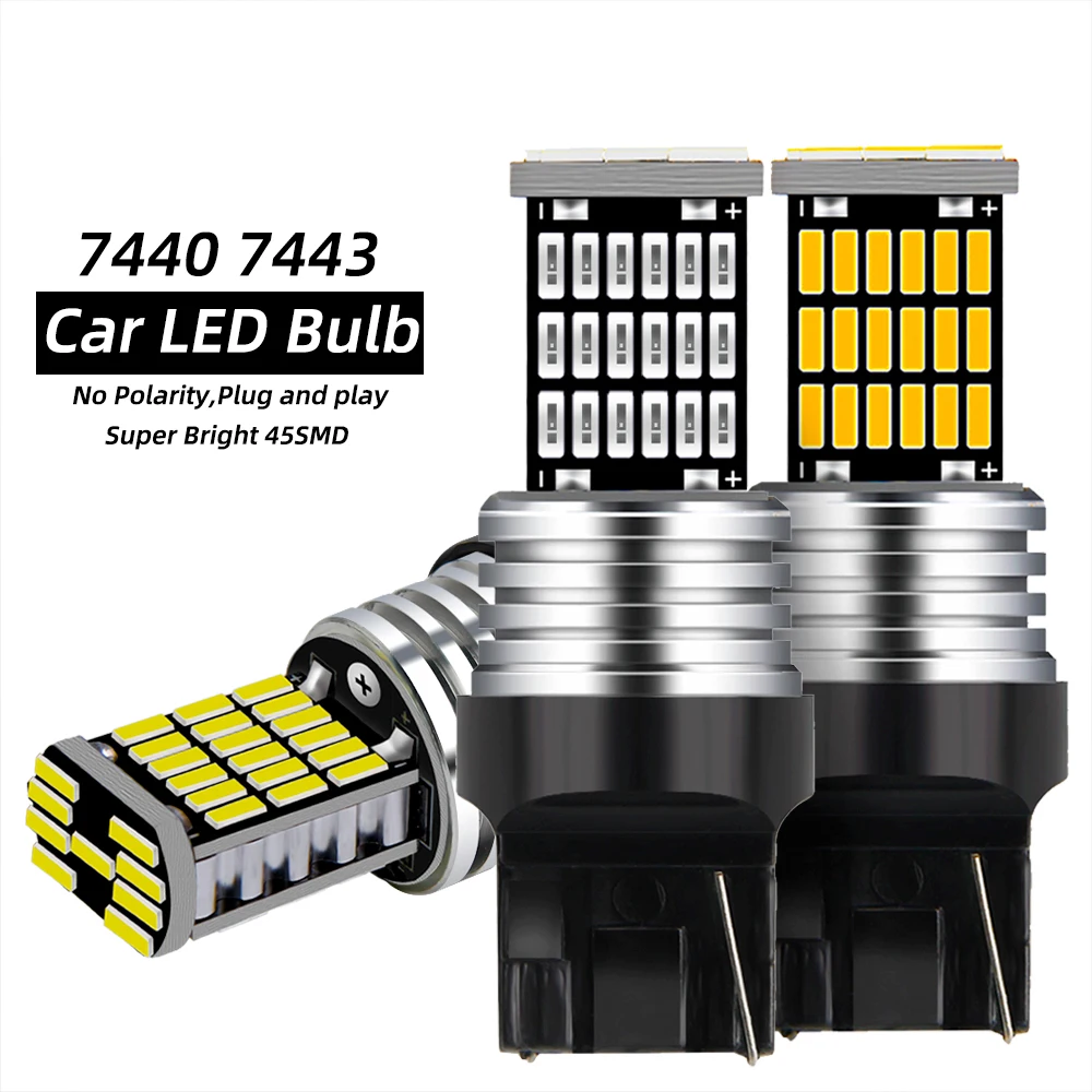 

2X Canbus No Error T20 7440 7443 4014 45 SMD 3156 3157 Amber Red White Cars LED Bulbs Turn Signal Parking Reverse Backup Light