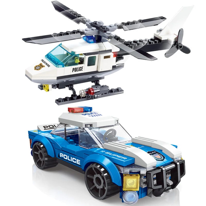 

City War Police Helicopter Car SWAT Plane Carrier Vehicle MOC Aircraft Building Blocks Bricks Classic Model Toy For Kids Gifts