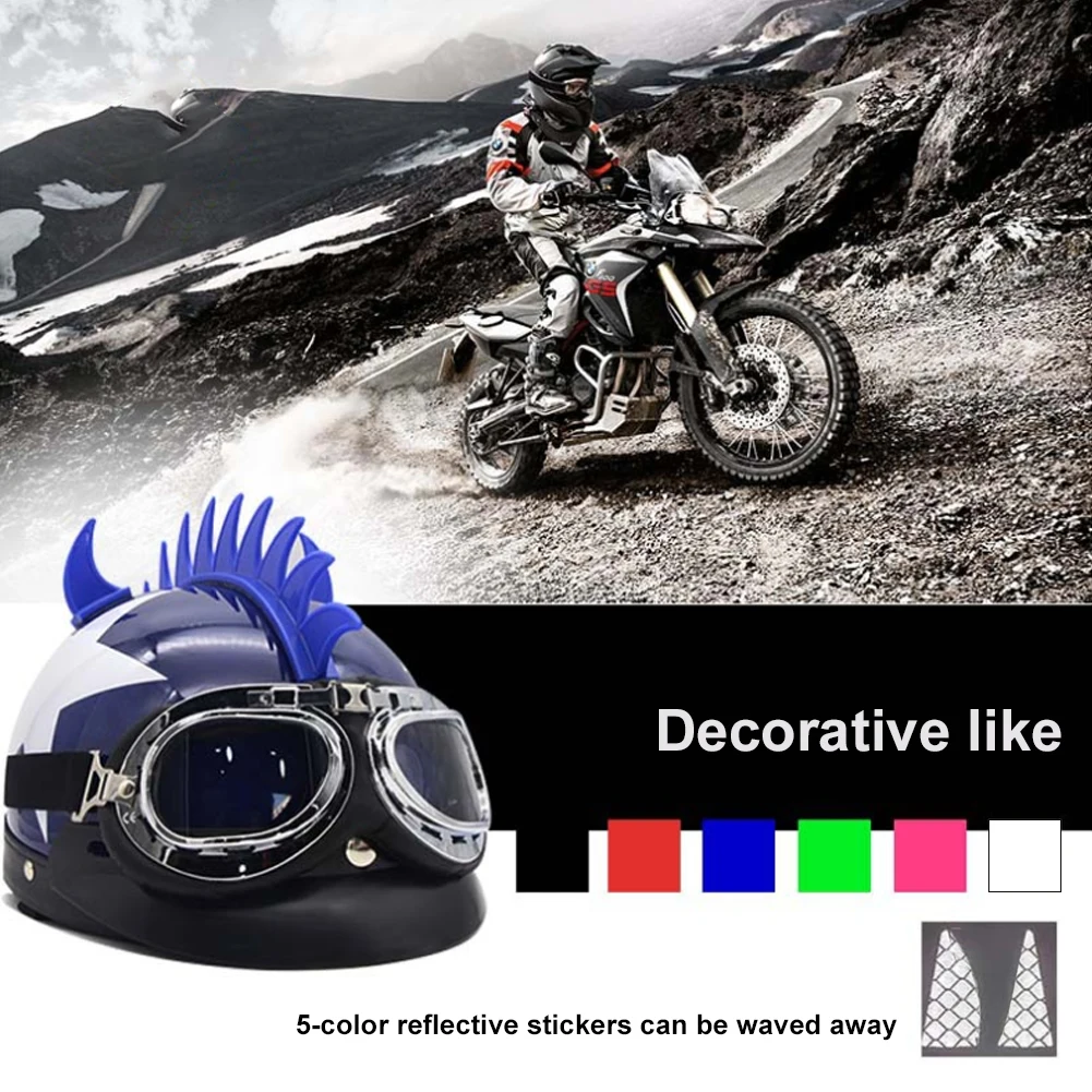 

6 Colors Reflective Rubber Mohawk Barb Spike Strips Motorcycle Helmet Dirt Biker Motocross Helmet Sticker Decoration Accessories