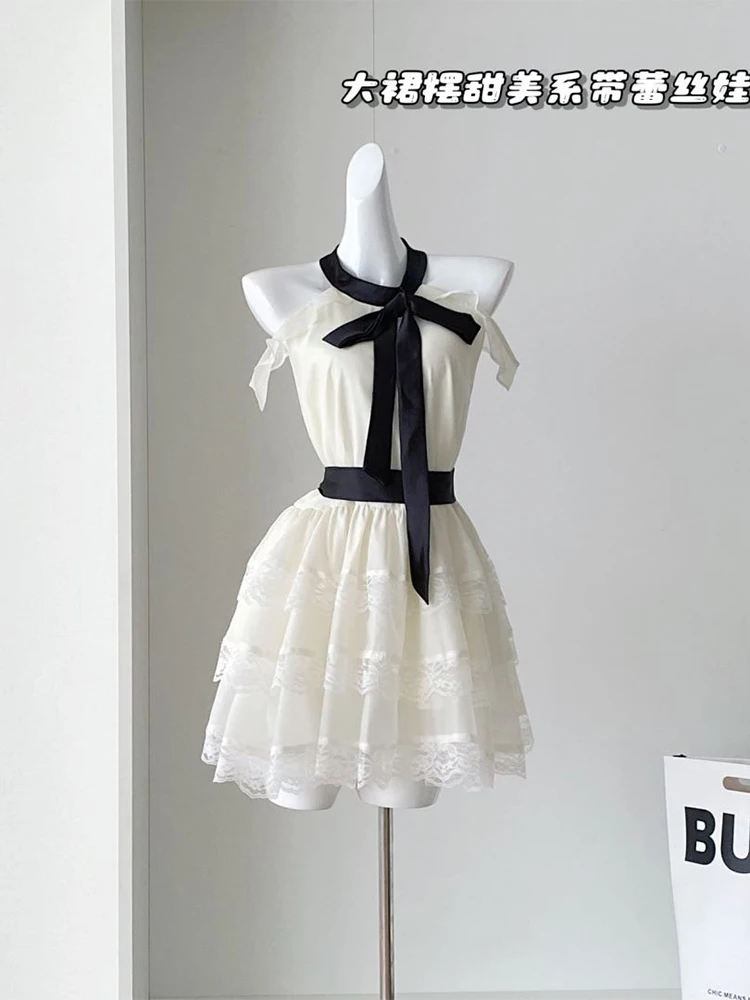 Женское белое кружевное роскошное платье винтажное мини-вечернее без рукавов с