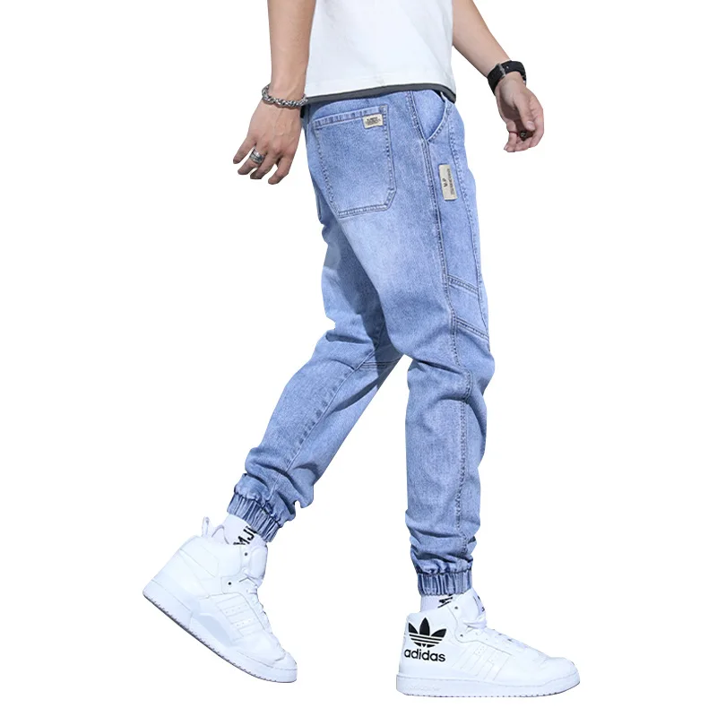 

Men's jeans spring and autumn 2021 loose leggings Hong Kong wind ins splicing tooling harem pants men's trousers