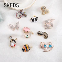 skeds small size women girls cute butterfly owl crystal jewelry brooch retro casual sweater dress brooches animal badges corsage