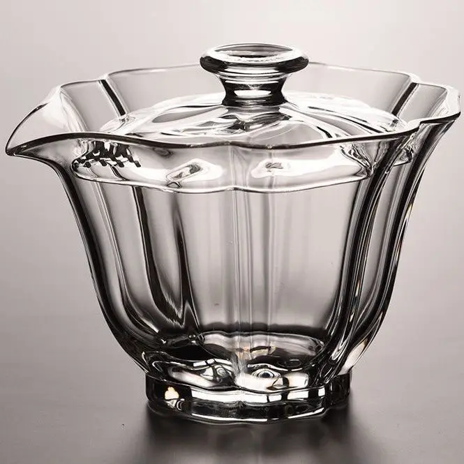

High End Baicai Glass Gaiwan Tea Cup with Filter Scald Proof Tea Cup Hand Holding Teapot High Quality Chinese Kung Fu Tea Set