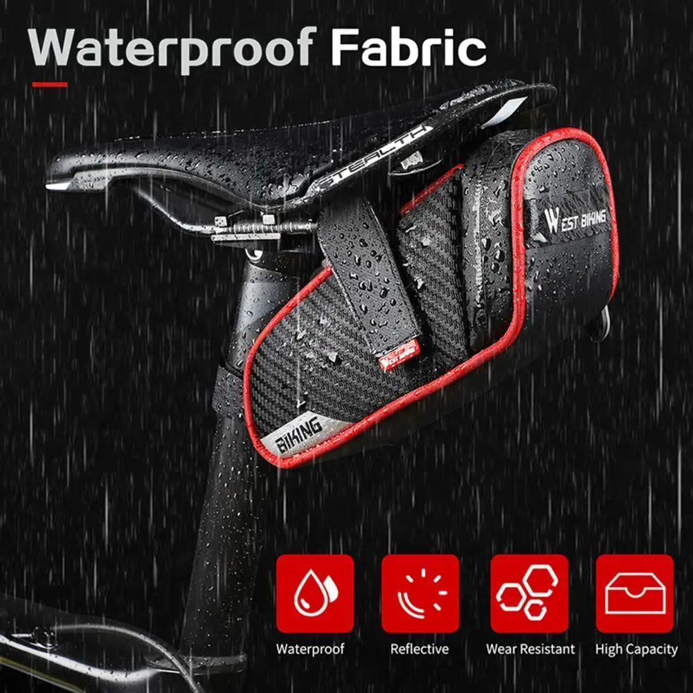 

Bicycle Saddle Bag Quality 2 Sizes Rain Proof Faux Leather Bike Saddle Bag for Riding Cycling Saddle Bag MTB Seat Bag