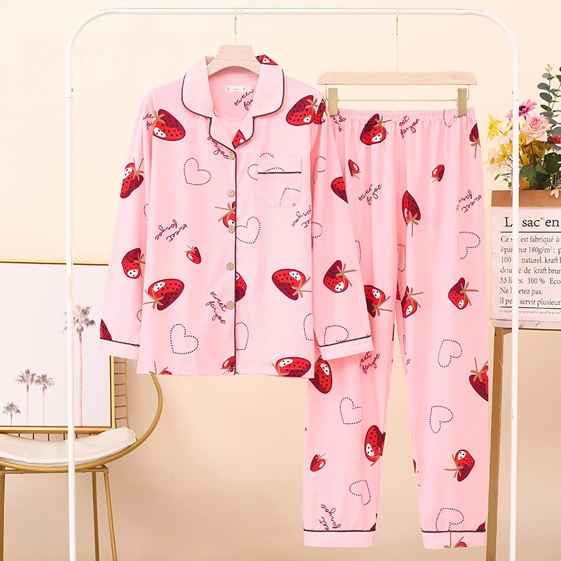 Women Comfortable Pyjamas OverSize 5XL 6XL 7XL Long Sleeve Casual Homewear Autumn Winter Pajama Sets Cotton Long Sleepwear Set