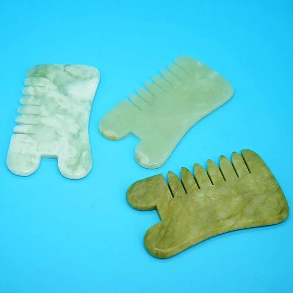 

Retro Jade Hair Comb Detangling Smooth No Static Gua Sha Board Natural Anti Aging Body Meridian Skin Scraping Tool Reflexology