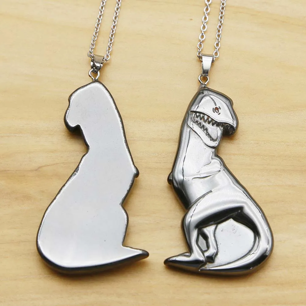 

Natural Hematite Black Gallstone Stainless Steel Chain Necklace Carved Dinosaur Pendant Charms Jewelry Accessories Wholesale 1Pc