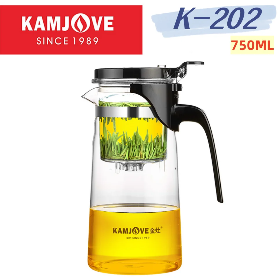

KAMJOVE 400-900 мл чайник с фильтром в одно касание, термостойкое стекло для настоев, чайник, чайник, стеклянный чайник с разделением