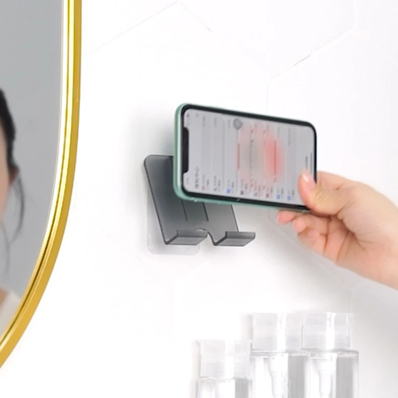 2021 universal wall mounted phone holder bedside mobile phone charging stand shelf non marking sticky wall mounted charging rack free global shipping