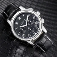 2022 new luxury watch 40mm fashion watch classic black green dial high quality leather strap mens quartz watch