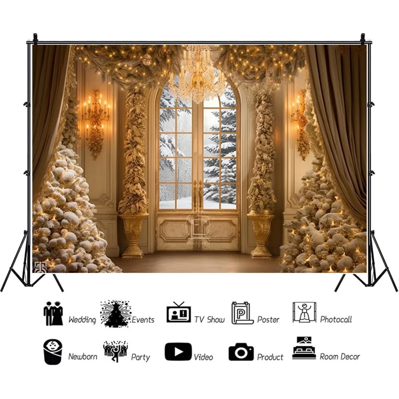 

SHUOZHIKE Christmas Day Photography Backdrops Living Room Indoor Ornament Green Door Wreath Photo Studio Background Props QS-46