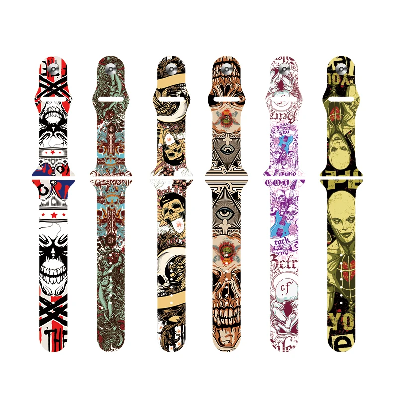 

Ремешок силиконовый для Apple Watch Band SE 7 6 5 4 3, браслет с черепом для iWatch 38 мм 40 мм 41 мм 44 мм 42 мм 45 мм