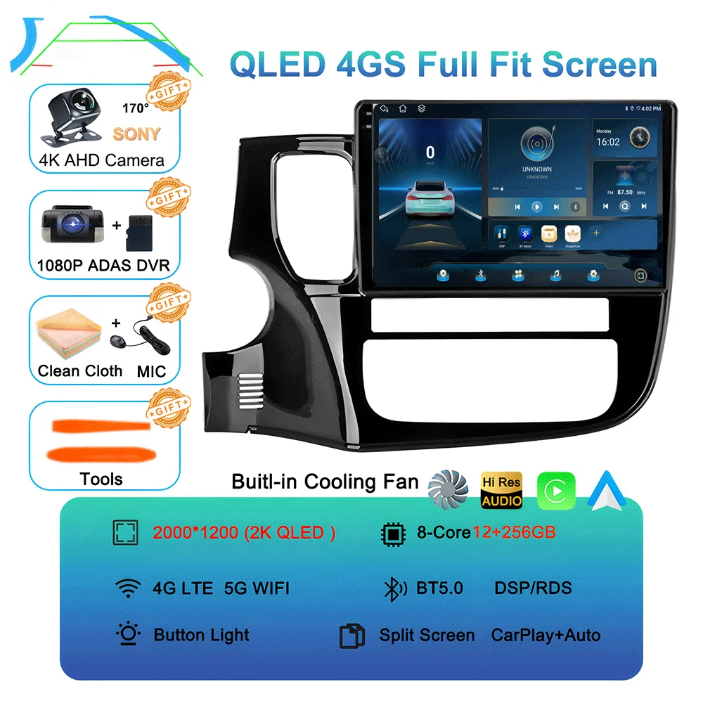 

Автомагнитола Android 16 с Carplay и Auto для Mitsubishi Outlander 3 GF0W GG0W 2012-2018, мультимедийная стереосистема 2DIN