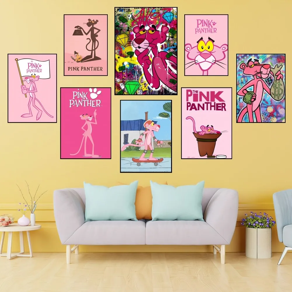 Розовая мультяшная P-Пантера Милый Постер принты картина на стену спальня