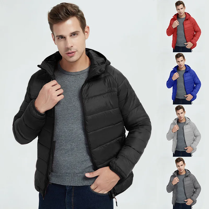 Winter 2022 edition of new European and American cotton men hooded long sleeve short warm thickening cotton wholesale