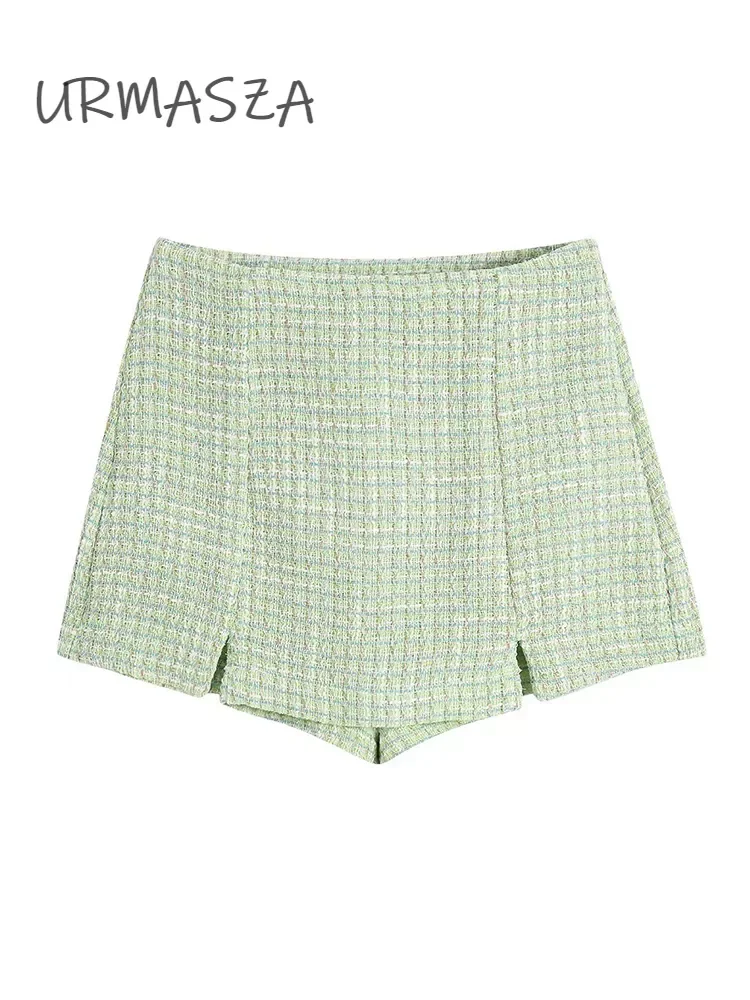 

Женская юбка из твида, с завышенной талией и боковой молнией