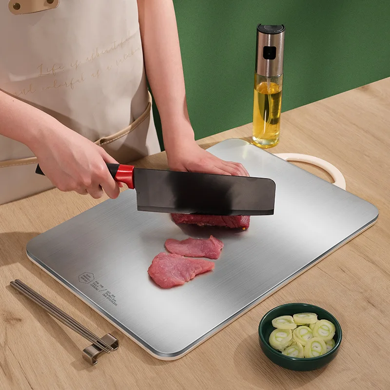 

Разделочная доска из нержавеющей стали, кухонные аксессуары для фотооборудования, кухонный стол для мяса, барбекю, измельчителя, Многофунк...