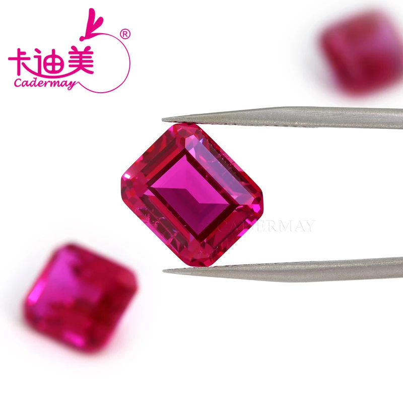 CADERMAY Изумрудная огранка выращенные в лаборатории розовые рубиновые камни с