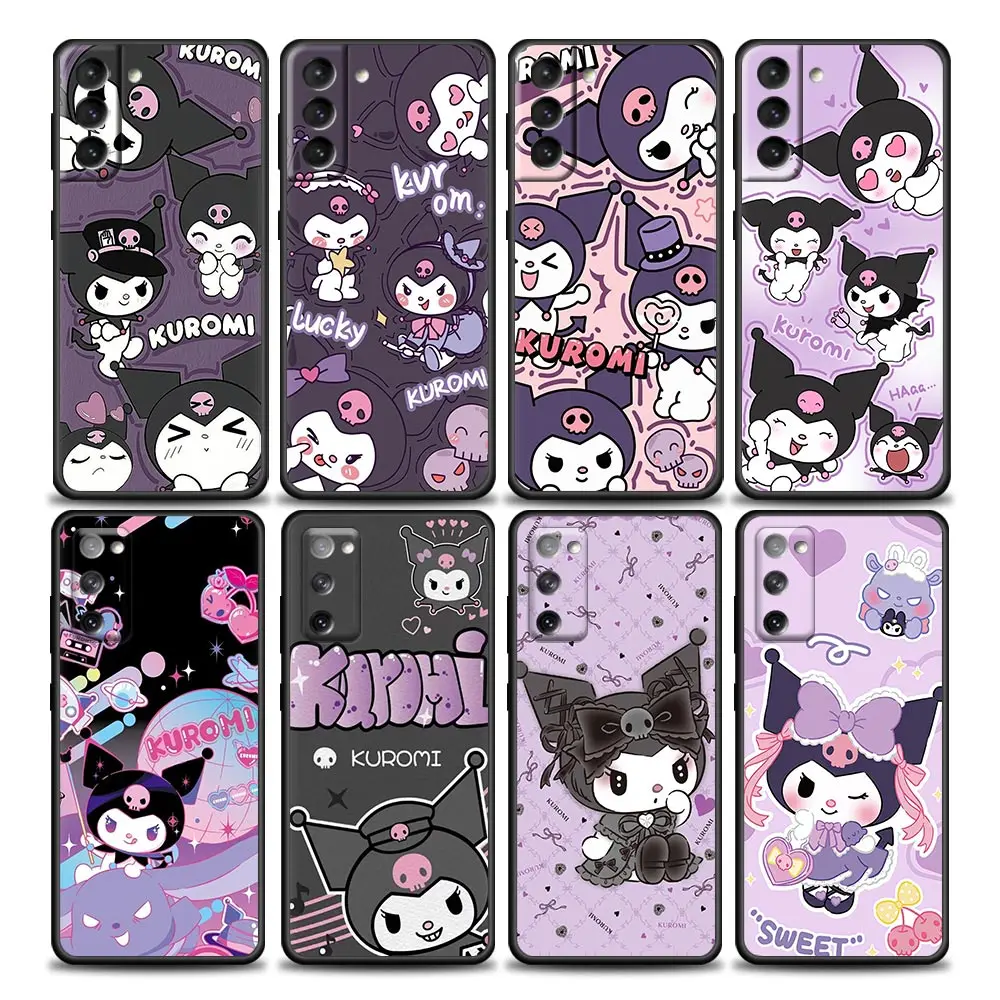 

Cartoon Cute Kuromi Phone Case For Samsung Galaxy S23 S22 S21 S20 Ultra Plus 5G Fe S10 S9 S8 Plus S10E LITE Black Silicone Cover