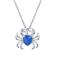 2022 summer fashion metallic blue crab necklace for womens new temperament cute opal animal collarbone chain fashion jewelry