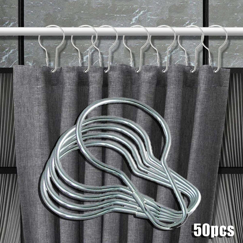 50Pcs Universal Metal Shower Curtain Hook Gourd Type Practical Hanger Classical Convenient Bathroom Accessories Wholesale