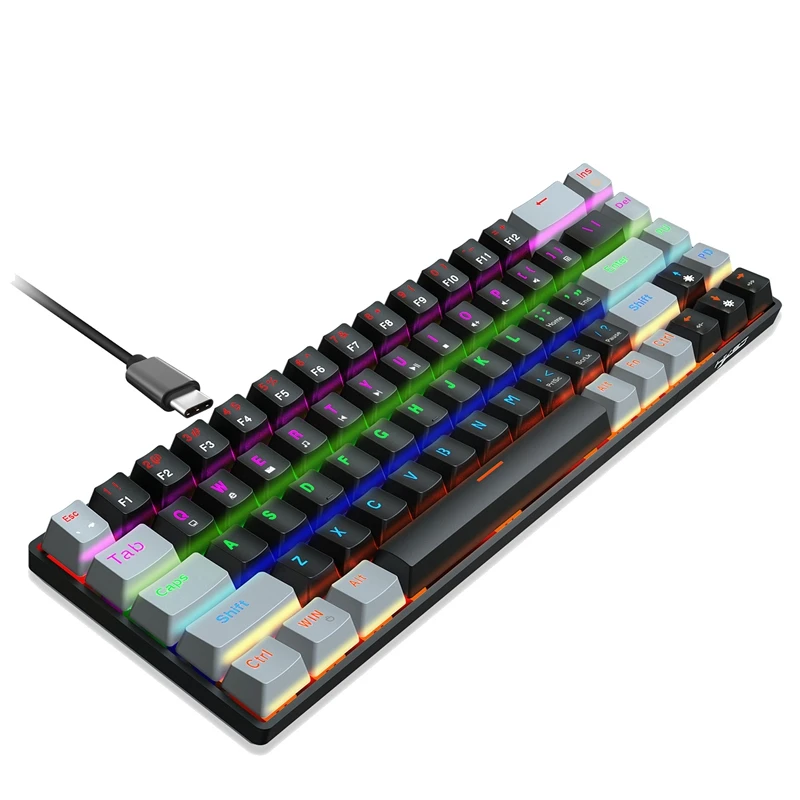 

Клавиатура компьютерная механическая, 68 клавиш, USB, RGB светодиодный подсветка