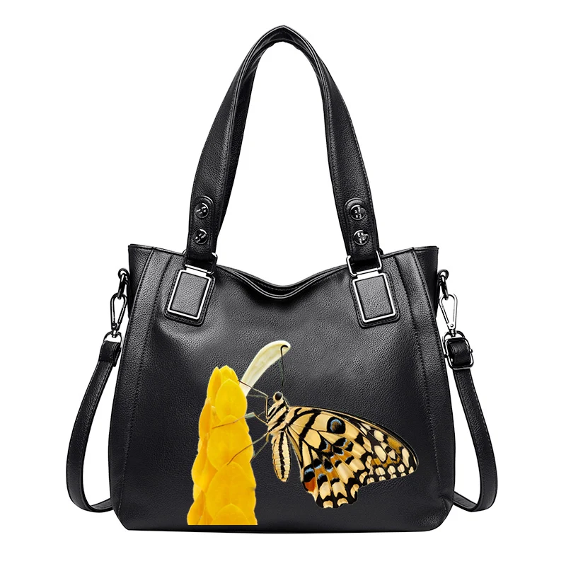 

Women Luxury Bag Casual Tote Bag Female Fashion Designer Handbags High Quality Lady PU Leather Shoulder Butterfly Picture Bags
