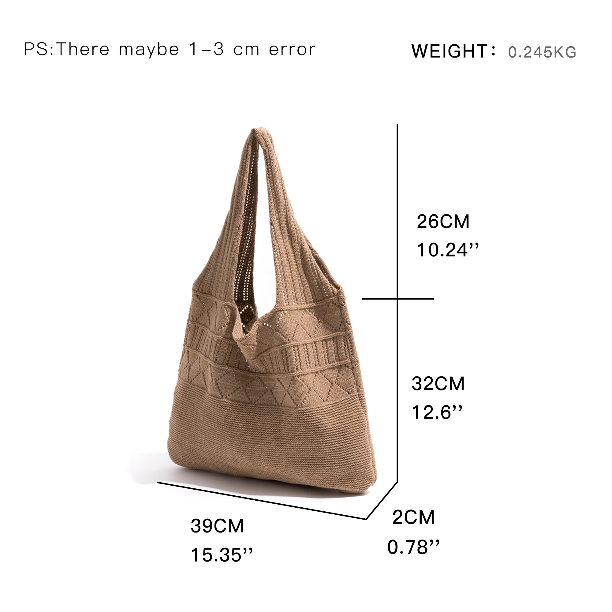 KOKOPEAS Handmade Weaving Tote Bag Crochet Tote Bag Shoulder Bag Handbags Knitting Bag Aesthetic Summer Beach Handbag