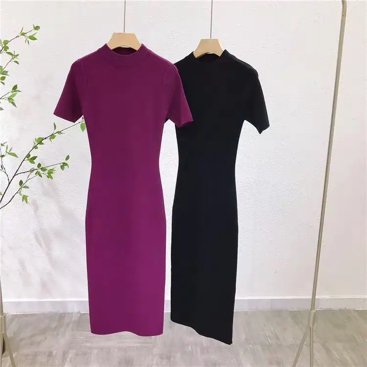 2023 летние пикантные цельнокроеные миди-платья, женское модное облегающее длинное платье с коротким рукавом, женская одежда, Vestidos Mujer U302